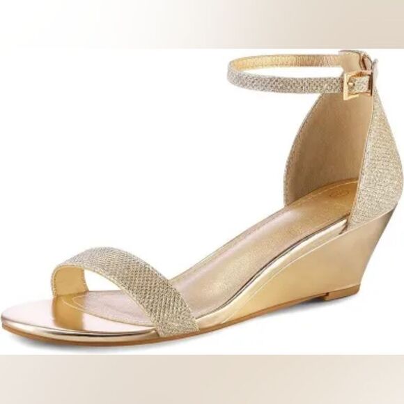 (47-1522) 🔥3/$20🔥  Mysoft Women's Glitter Wedges Open Toe Sandals Sz 6 - Picture 3 of 11